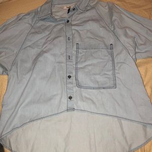 Oversized crop denim shirt